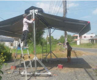 Sửa chữa thay bạt mái hiên, mái xếp, mái che di động Quảng Bình giá rẻ